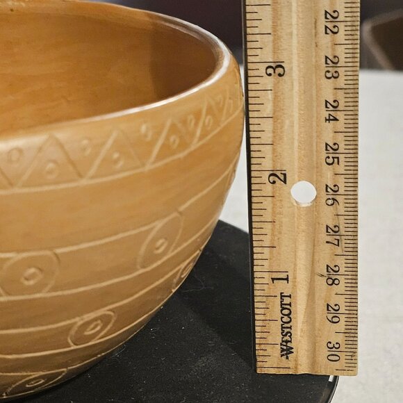 Handcrafted Natural Clay Decorative Bowl With Geometric Pattern Design - Picture 10 of 11